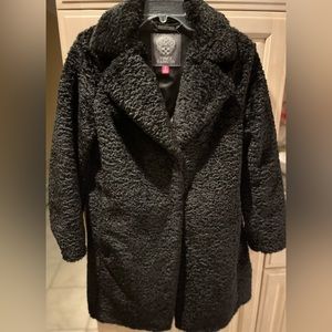 VINCE CAMUTO black faux fur coat. Worn twice.
